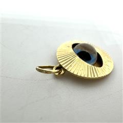 18K Yellow Gold Evil Eye Pendant - 1.13G!